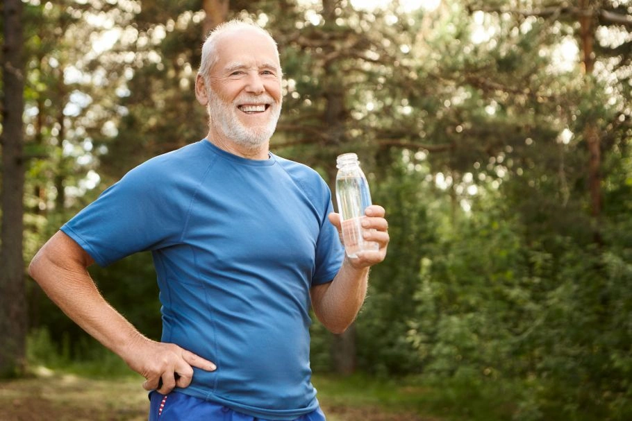 Senior man running for weight loss