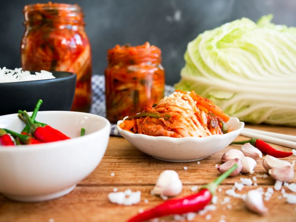 Traditional Korean kimchi made from fermented cabbage.