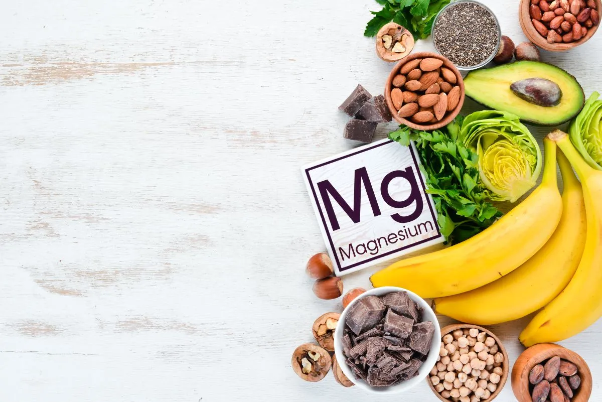 Chocolate, banana, nuts, avocado, broccoli, and almonds for magnesium and energy